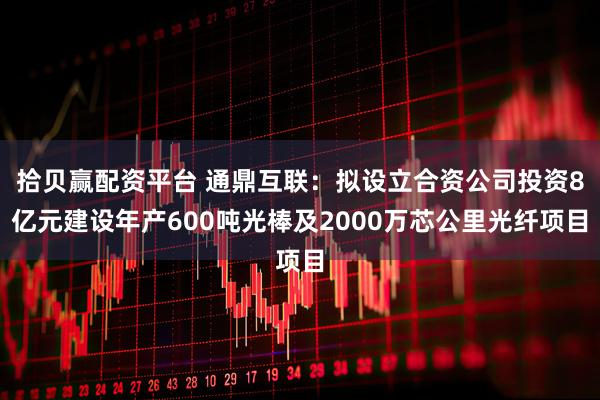 拾贝赢配资平台 通鼎互联：拟设立合资公司投资8亿元建设年产600吨光棒及2000万芯公里光纤项目